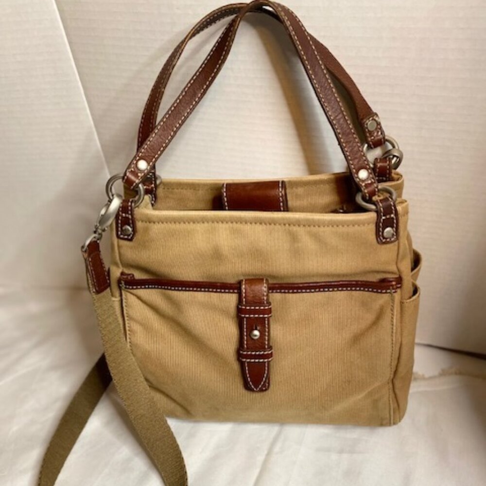 Vintage Fossil Original Premium No.054 Satchel  with leather trim